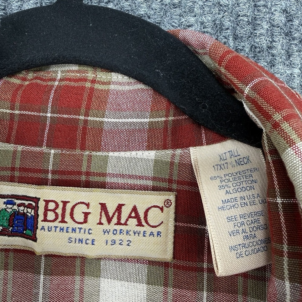 Vintage Big Mac plaid work shirt XL Tall made in USA oversized 90s - Picture 5 of 8